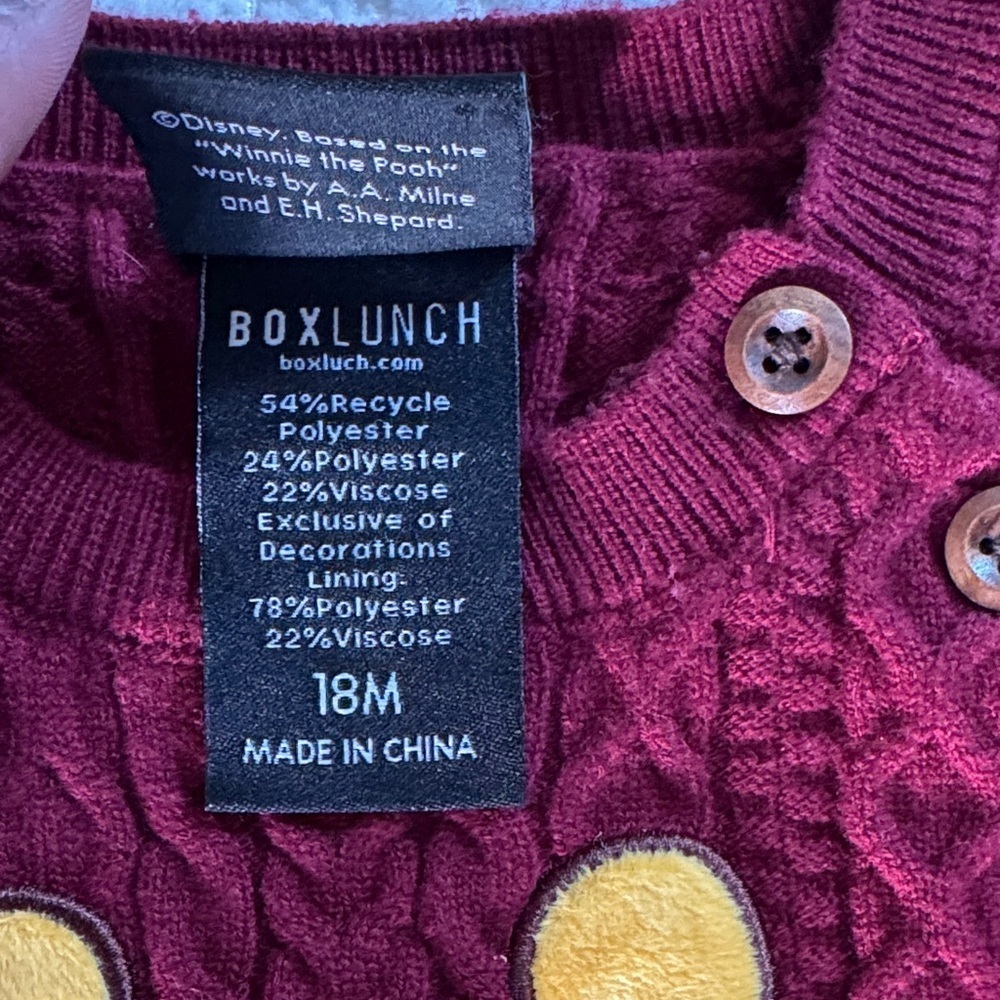 Disney Burgundy Cable Knit Baby Footie - Picture 4 of 7